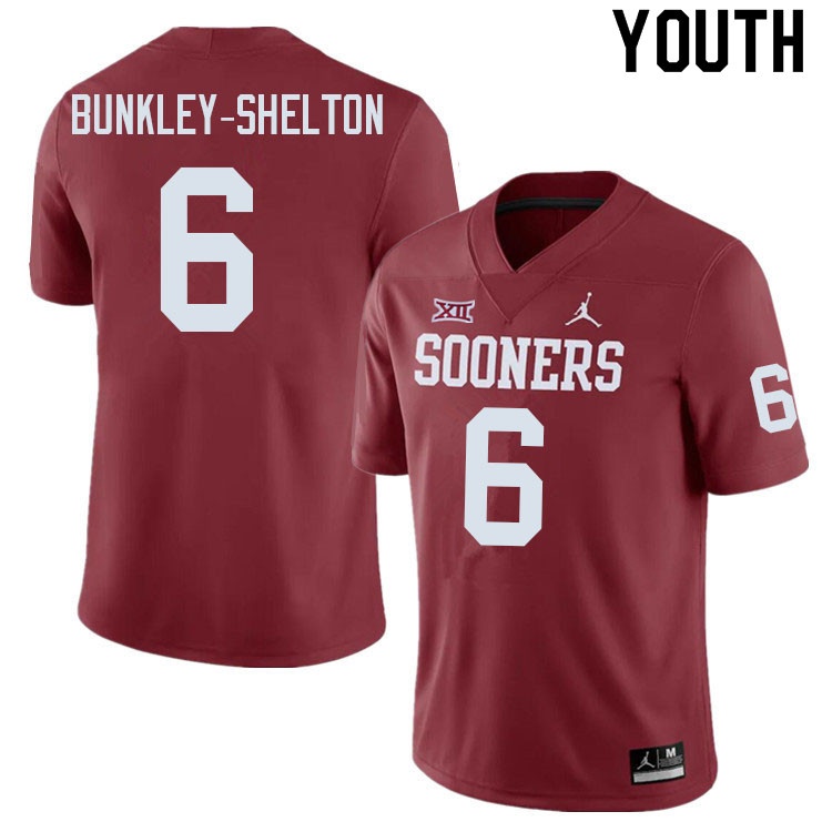 Youth #6 LV Bunkley-Shelton Oklahoma Sooners College Football Jerseys Sale-Crimson